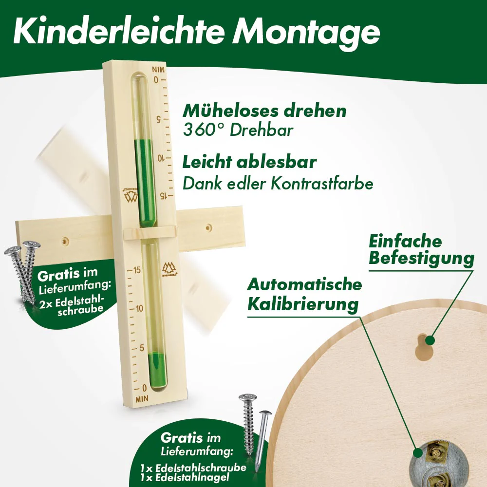 Sauna Hygrometer Holz + Sauna Sanduhr Bundle - Image 3