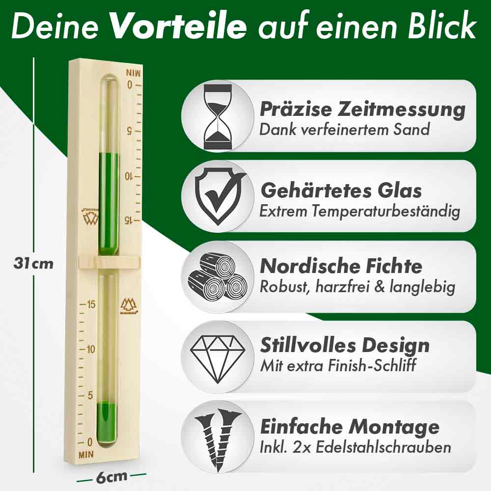 Sauna Hygrometer Holz + Sauna Sanduhr Bundle - Image 4