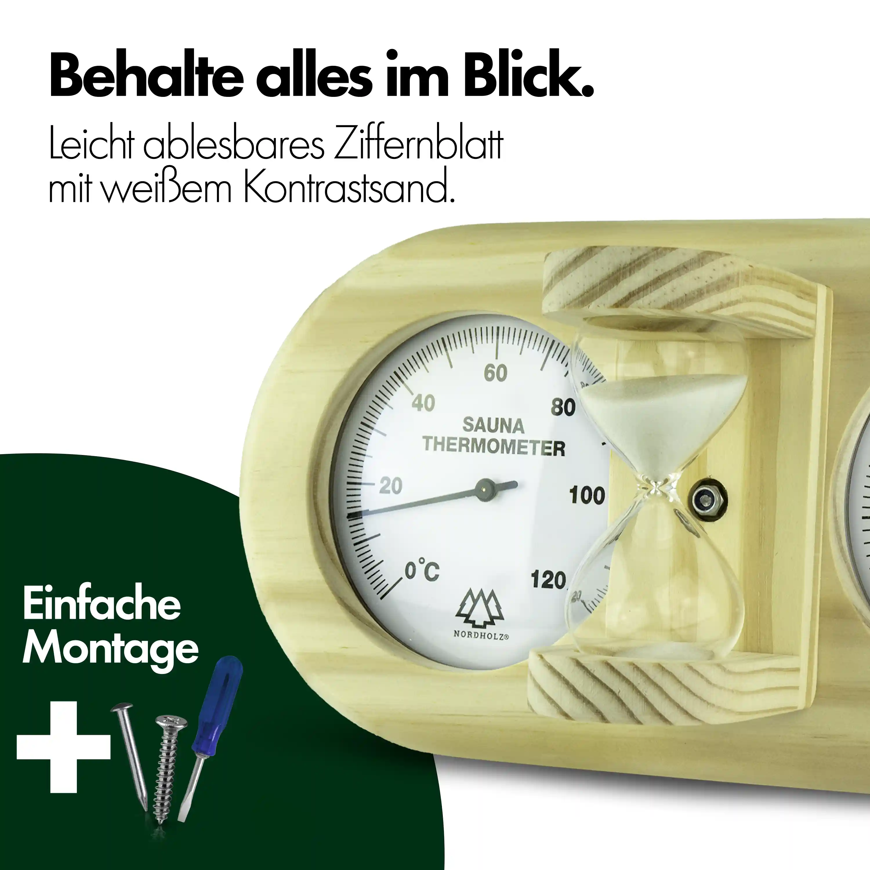 Sauna Thermo-Hygrometer mit Sanduhr 3in1 - Image 4