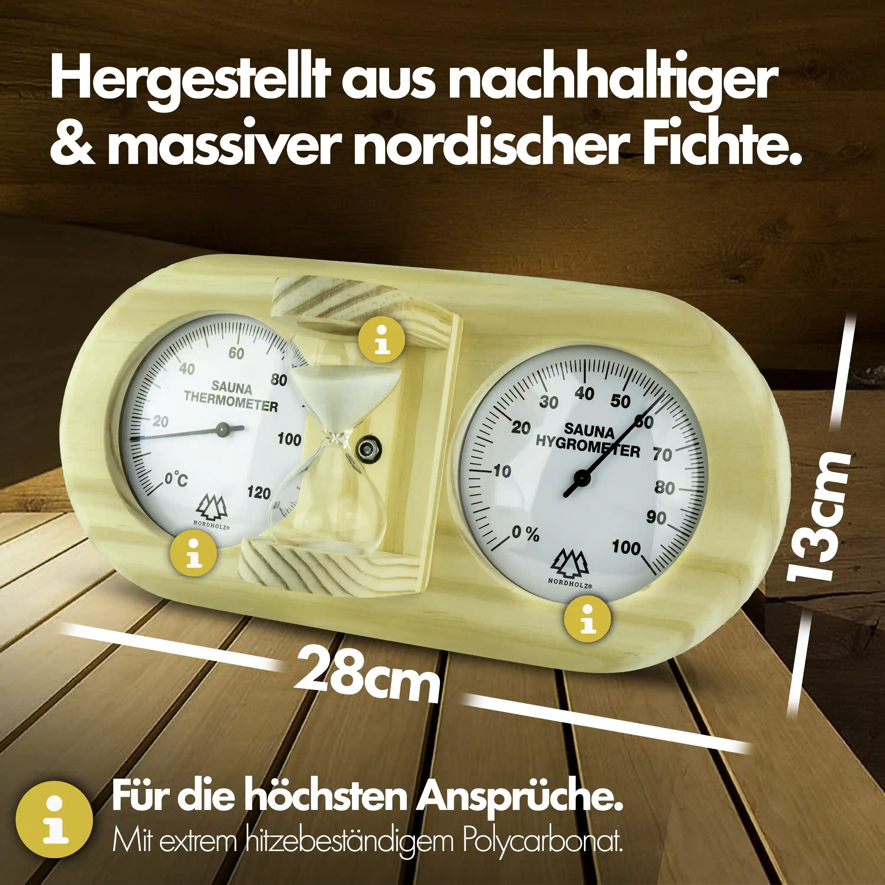 Sauna Thermo-Hygrometer mit Sanduhr 3in1 - Image 5